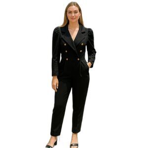 Shein Jumpsuit  Women's   Size M Black Long Sleeve  # 11